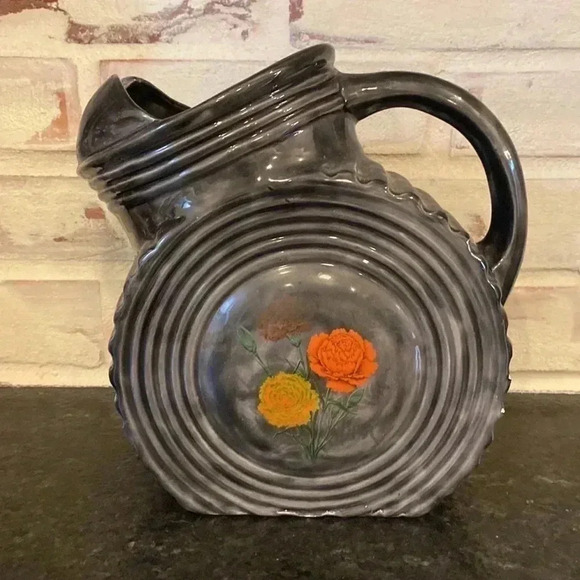 Vintage Pottery Floral Tilted Pitcher - Picture 8 of 8